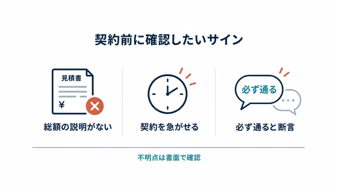 契約前に確認したい注意すべき業者のサイン